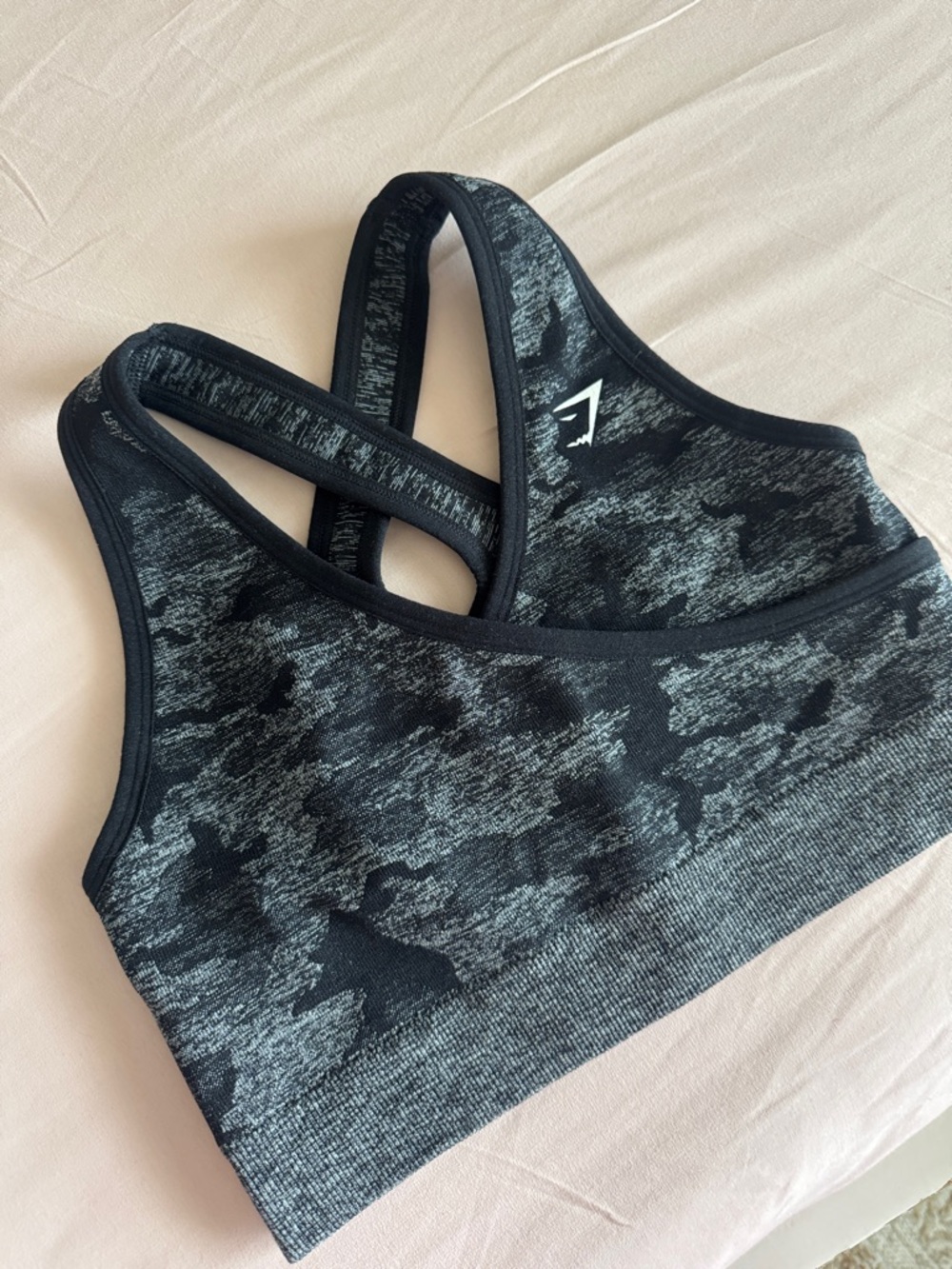 Gymshark Black & Gray Marled Seamless Sports Bra